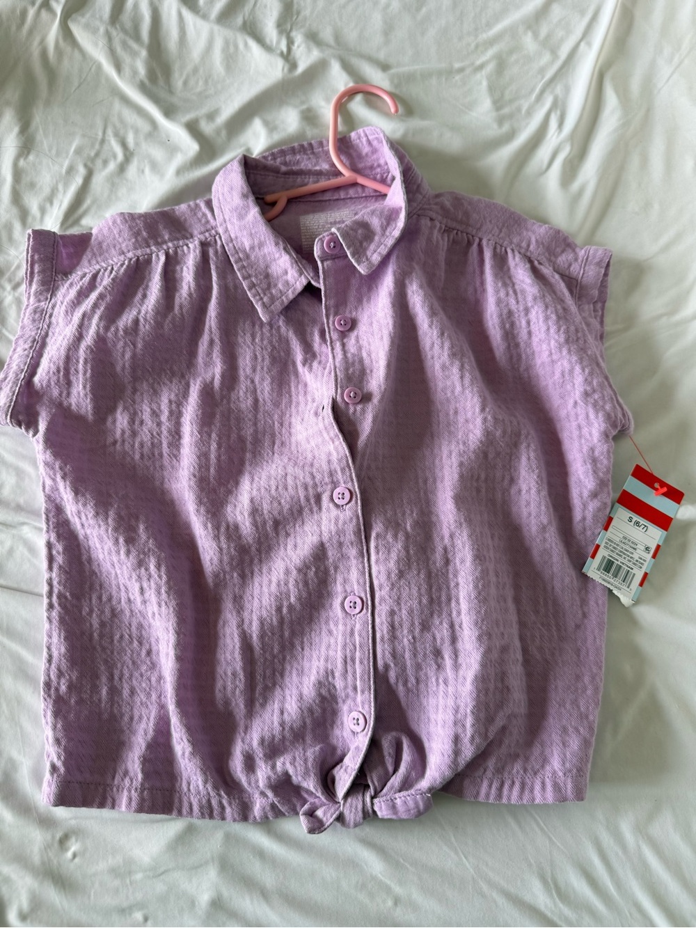 Janie and Jack Lilac Button-Front Tie Hem Shirt